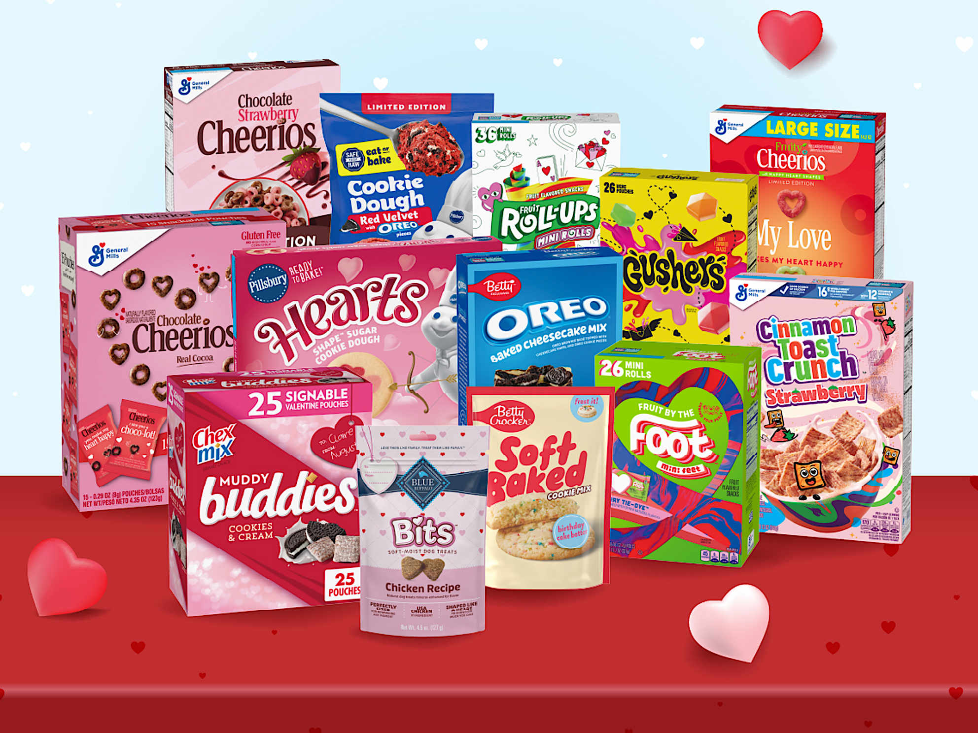A selection of General Mills Valentine's Day products